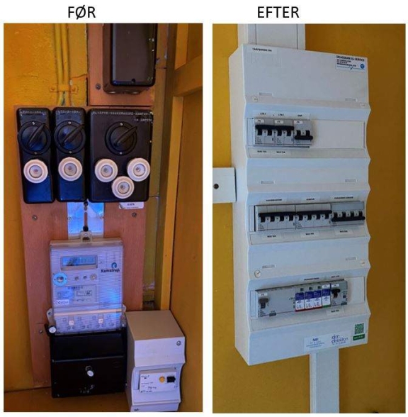 El-tavle installeret af el-installatør under renovering af hus i Skørping